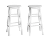 Set of 2 Beech Wood Backless Bar Stools - White